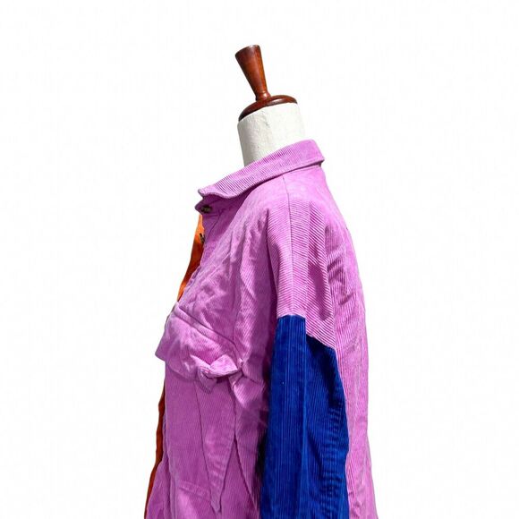 Vici XS Extra Small Women's Color-block Corduroy Shacket‎ Multicolor Shirt Boho - Picture 8 of 10